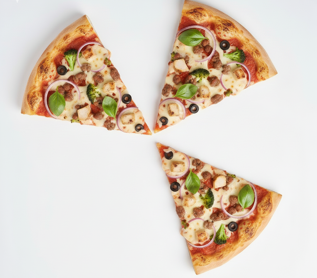 3 Pizza Stück + Getränke